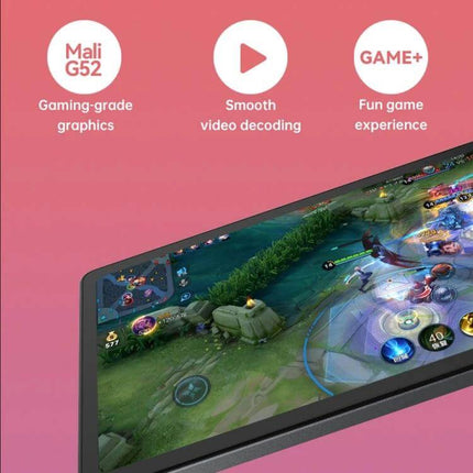 iPlay 50 10.4-Inch Android Tablet for Everyday Entertainment showing gameplay on a crisp display with gaming icons and smooth video decoding