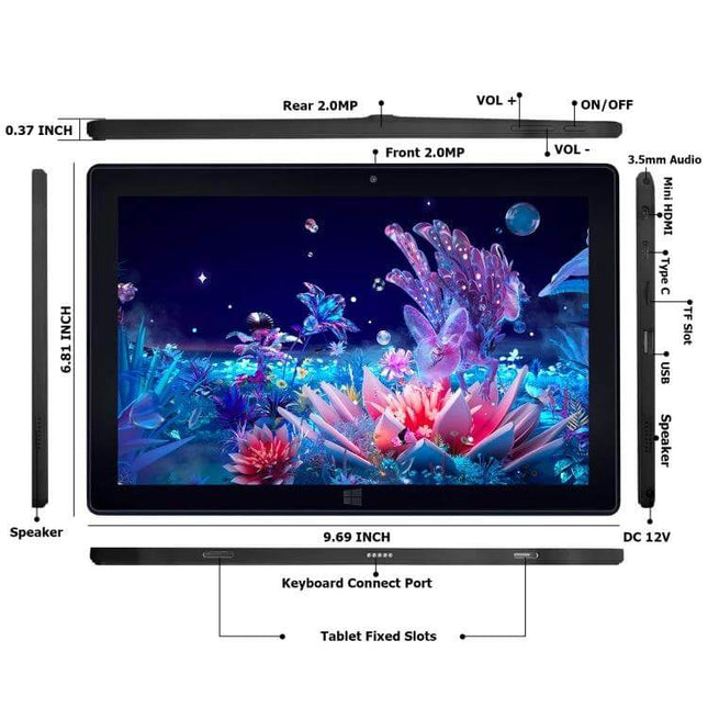 Sleek 10.1 Inch Windows Tablet for Everyday Computing Tasks with 10.1-inch display, Windows 11, Intel Celeron J3455 and 8GB LPDDR4