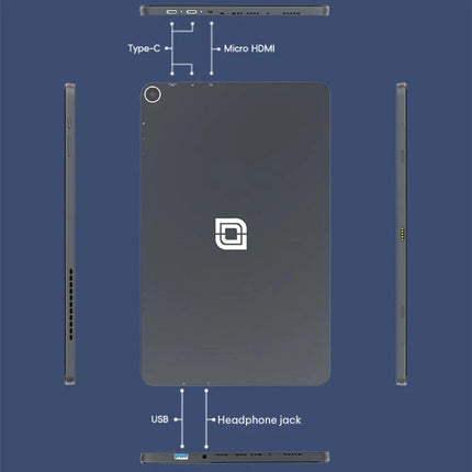 Jumper EZpad V12 Plus 12-Inch Windows Tablet for Everyday Tasks - rear view showing ports Type-C Micro HDMI USB headphone jack and slim profile