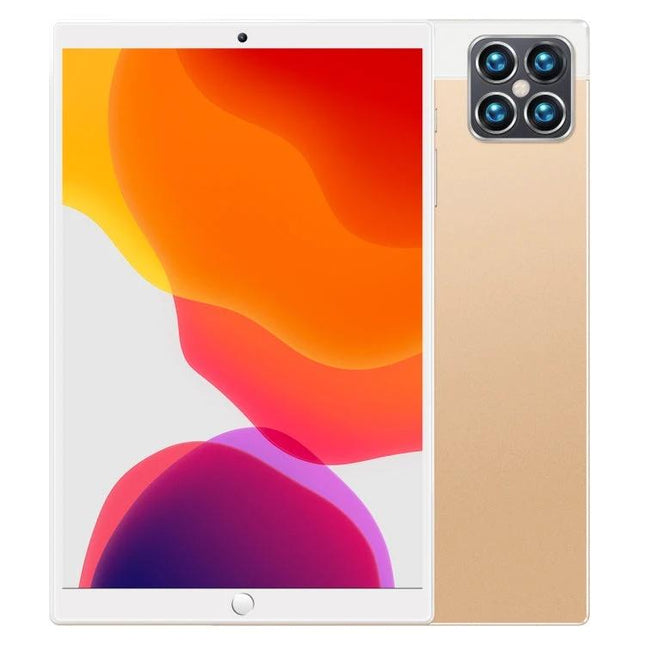 Android Tablet for Daily Use with 10.1-Inch Screen and Dual SIM Support - white bezel front view and gold back, IPS display for browsing and streaming