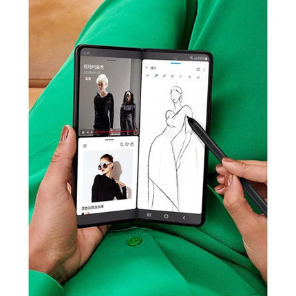 Stylus Pen for Samsung Galaxy Z Fold4 Everyday Writing Tool - person sketching on Fold4 with stylus for notes and drawing