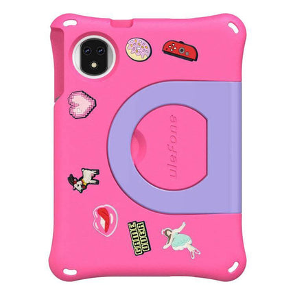 Ulefone Tab A10 Pro Kids Tablet for Education and Fun pink protective case with stickers and built-in stand