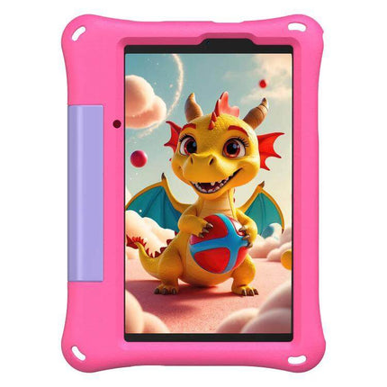 Ulefone Tab A10 Pro Kids Tablet for Education and Fun in pink protective case showing dragon game on 8.68-inch HD+ display