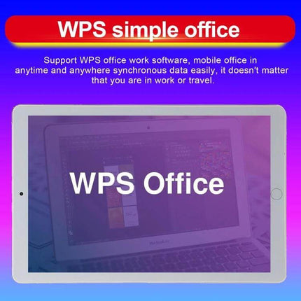 Android Tablet with WiFi for Everyday Browsing and Calls showcasing WPS Office on a 10.1-inch screen with dual SIM call support