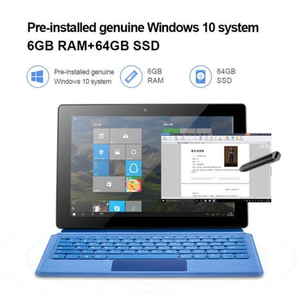 Windows 10 Tablet with Keyboard and Stylus for Daily Tasks - 6GB RAM 64GB SSD, detachable keyboard and stylus for note-taking and productivity