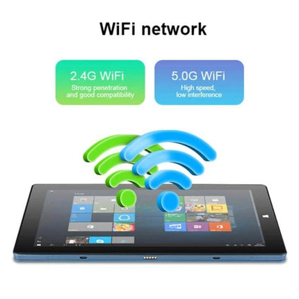 Windows 10 Tablet with Keyboard and Stylus for Daily Tasks showing tablet with WiFi icons and 2.4G/5.0G network labels
