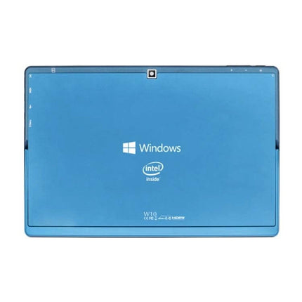 Windows 10 Tablet with Keyboard and Stylus for Daily Tasks - blue back view showing Windows and Intel logos