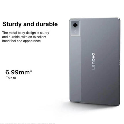 Lenovo Xiaoxin Pad 11-Inch Tablet with Paperlike Screen showing slim metal back, rear camera and anti-glare paperlike display for note-taking and media