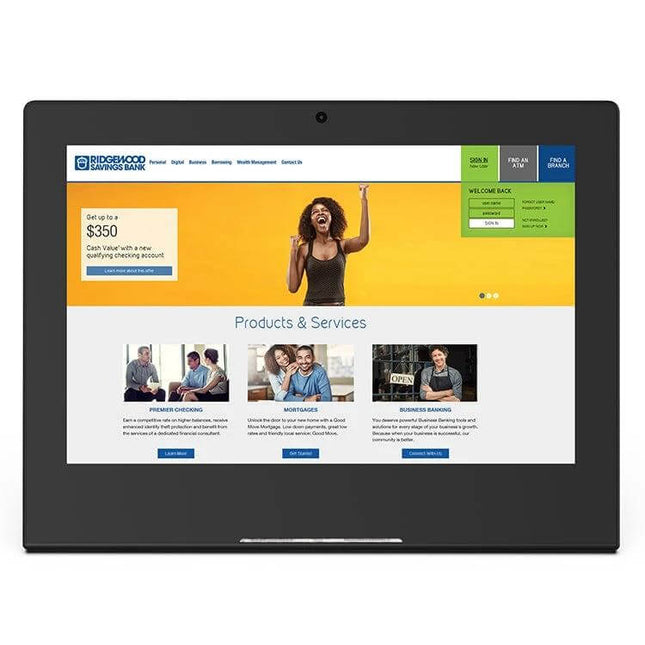 10.1-Inch IPS All-in-One Android PC for Everyday Computing displaying banking website on screen