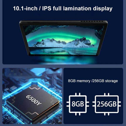 Jumper EZpad V10 Plus 10.1-Inch Windows Tablet PC showing 10.1-inch IPS display and Intel Pentium 6500Y with 8GB RAM and 256GB storage