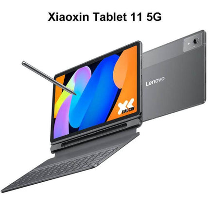 Lenovo Xiaoxin Pad 11-Inch 5G Tablet for Everyday Use showing tablet with keyboard and stylus for browsing streaming and productivity