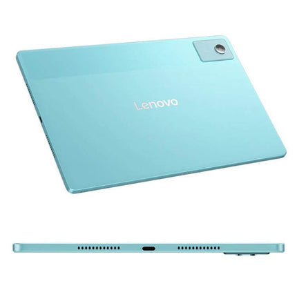 Lenovo Xiaoxin Pad 12.1-Inch Android Tablet for Daily Tasks in aqua rear view showing slim profile and camera