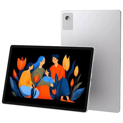 Lenovo Xiaoxin Pad 12.1-Inch Android Tablet for Daily Tasks - sleek silver tablet showing family illustration on display
