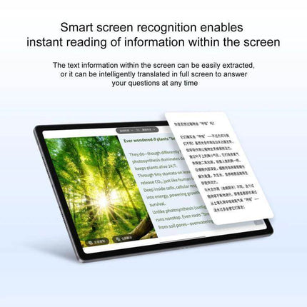 Lenovo Xiaoxin Pad 12.1-Inch Android Tablet for Daily Tasks with smart screen recognition showing extracted text and translation on display