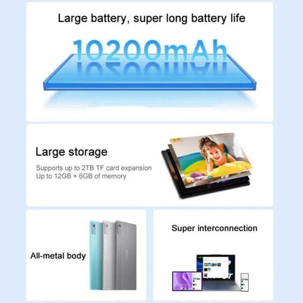 Lenovo Xiaoxin Pad 12.1-Inch Android Tablet for Daily Tasks showcasing 10200mAh battery, large storage, all-metal body and device interconnection
