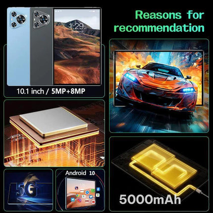 BDF P70 10.1-Inch Tablet with 4G LTE for Everyday Connectivity - 10.1-inch display, dual SIM, 5000mAh battery, Android 10