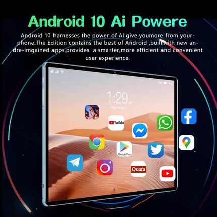 BDF P70 10.1-Inch Tablet with 4G LTE for Everyday Connectivity showing Android 10 home screen and app icons