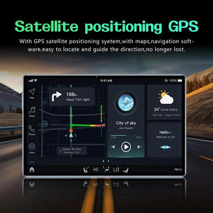 BDF P70 10.1-Inch Tablet with 4G LTE for Everyday Connectivity showing GPS navigation, dual SIM travel use and streaming interface