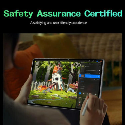 BDF P70 10.1-Inch Tablet with 4G LTE for Everyday Connectivity showing user drawing and streaming with stylus and dual SIM support