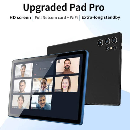 BDF H39 Android Tablet for Everyday Use with 10.1-Inch Screen and 4G LTE front and back view showing video call screen and rear cameras