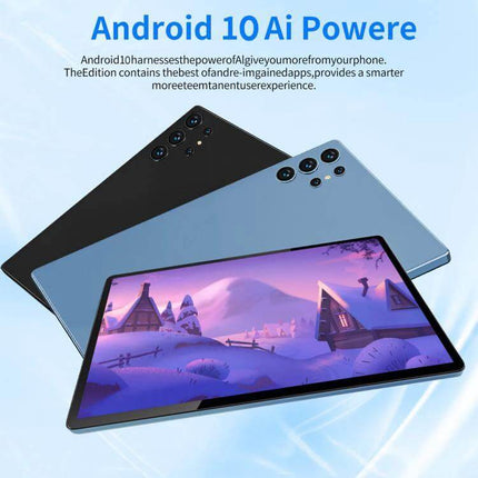 BDF H39 Android Tablet for Everyday Use with 10.1-Inch Screen and 4G LTE showing front display with landscape app and dual SIM rear cameras
