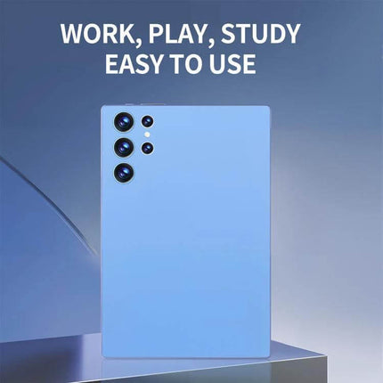 BDF H39 Android Tablet for Everyday Use with 10.1-Inch Screen and 4G LTE - blue tablet back view promoting work play study features