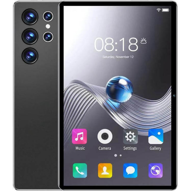 BDF H39 10.1-Inch Tablet for Everyday Tasks and Browsing - front view showing 10.1-inch IPS display with app icons and slim black rear with multiple cameras