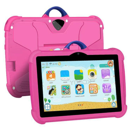 BDF 7-Inch WiFi Tablet for Kids' Education and Entertainment - pink kid-safe Android 13 tablet with parental controls, educational apps, games and video call feature