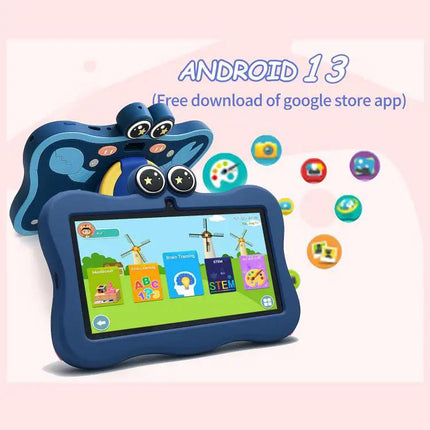 BDF 7-Inch Kids Tablet with Protective Crab Case for Learning and Play | Syndmart