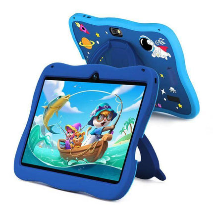BDF 7-Inch Kids Tablet for Everyday Learning and Play with Case - blue kid-friendly tablet with protective case and stand