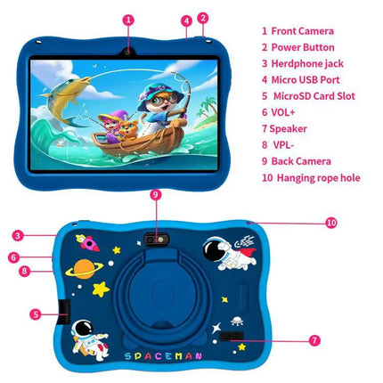 BDF 7-Inch Kids Tablet with Spaceman Case for Learning and Fun | Syndmart