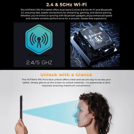 HOTWAV Rugged Android Tablet 10.1in 8GB/256GB IP68