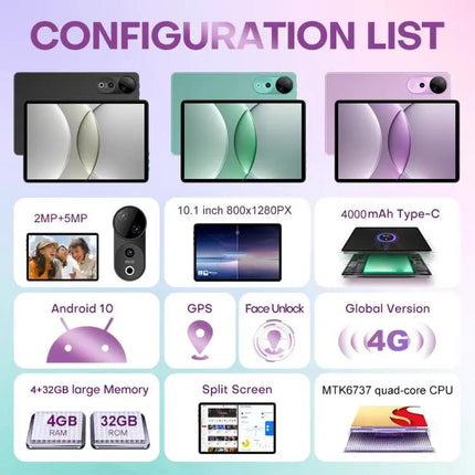 Pad 9 Ultra 10.1-Inch Android Tablet for Everyday Use and Calls