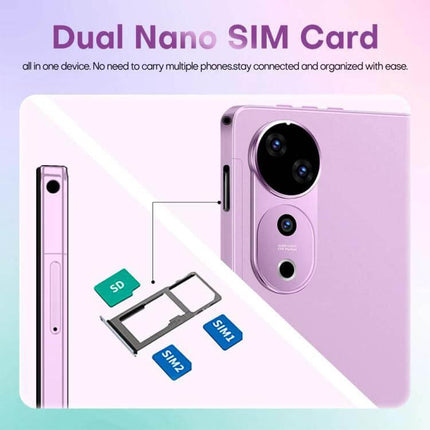 Pad 9 Ultra 10.1-Inch Tablet for Everyday Computing and Calls showing dual nano SIM and SD card tray on pink device