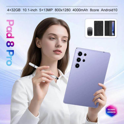 Pad 9 Pro 10.1-Inch Tablet with Keyboard, Mouse and Case — 10.1-inch Android tablet with keyboard, mouse, case and stylus for work and study