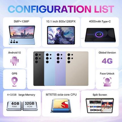 Pad 9 Pro 10.1 Inch Tablet with Keyboard and Case
