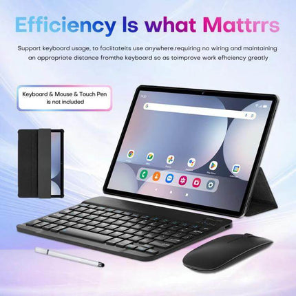 Pad 9 Pro 10.1-Inch Tablet with Keyboard, Mouse and Case shown with keyboard, mouse, protective case and stylus for portable productivity