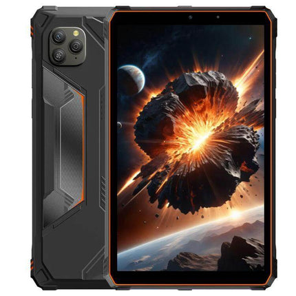 Blackview Active 5 Rugged 4G Tablet for Everyday Use showing rugged black tablet with 8.68-inch display and orange accents