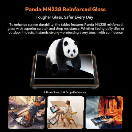 Blackview Active 5 Rugged 4G Tablet for Everyday Use showing reinforced Panda MN228 glass protection on 8.68-inch display
