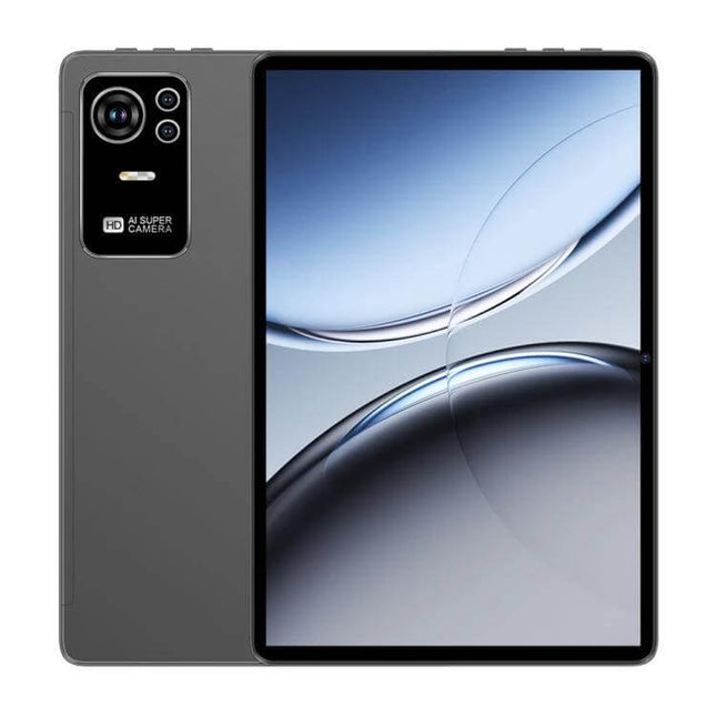 Pad 8 Ultra 10.1-Inch Tablet for Daily Tasks and Calls - gray tablet front and back, 10.1-inch display, dual SIM and expandable storage features