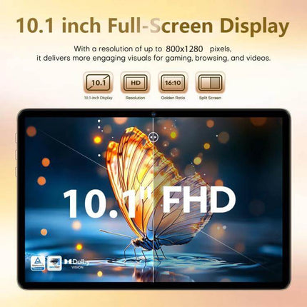 Alt Tag: Pad 8 Ultra 10.1-Inch Tablet for Daily Tasks and Calls — 10.1-inch Full-Screen FHD display showcasing butterfly wallpaper