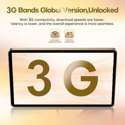 Pad 8 Ultra 10.1-Inch Tablet for Everyday Use and Calls showing 3G Bands Global Version unlocked on screen