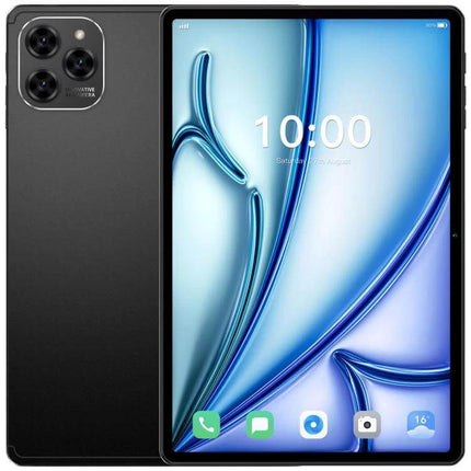 Pad 16 Pro 10.1-Inch Android Tablet for Everyday Tasks – front and back view showing 10.1-inch HD display and slim black metal body