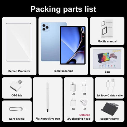 Pad 16 Pro 10.1-Inch Android Tablet for Everyday Tasks with tablet, screen protector, pen, chargers, OTG adapter and accessories pack