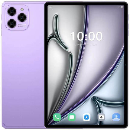 Alt Tag: Pad 16 Pro 10.1-Inch Android Tablet for Everyday Computing - purple tablet front and back showing display and rear camera