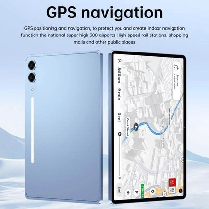 Portable Tab S10 Ultra Tablet with 10.1-Inch Display for Everyday Use showing GPS navigation map on 10.1-inch screen and slim blue back