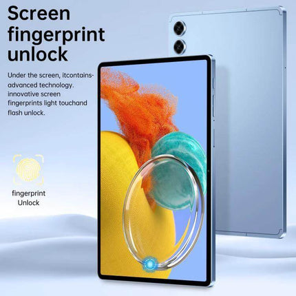 Portable Tab S10 Ultra Tablet with 10.1-Inch Display for Everyday Use showing 10.1-inch screen, slim blue chassis and screen fingerprint unlock feature