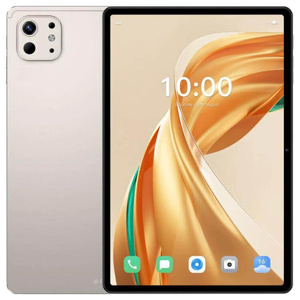 10.1-Inch Android Tablet for Everyday Browsing and Connectivity showing front display with home screen and rear camera, dual SIM mobile connectivity