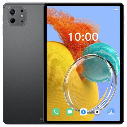 10.1 Inch 4G LTE Android Tablet for Everyday Use and Entertainment showing front display with colorful wallpaper and rear camera