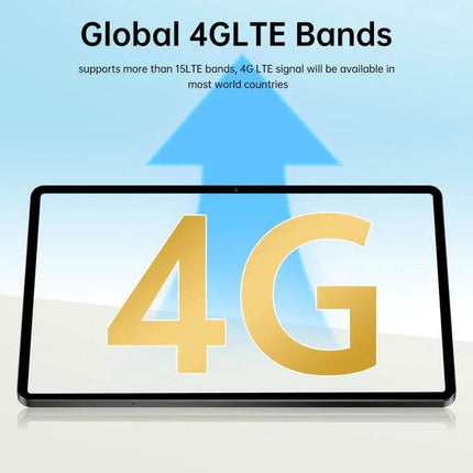 Pad 7 Pro 10.1-Inch 4G LTE Android Tablet for Daily Use showing tablet screen with large 4G icon and global 4G LTE bands graphic